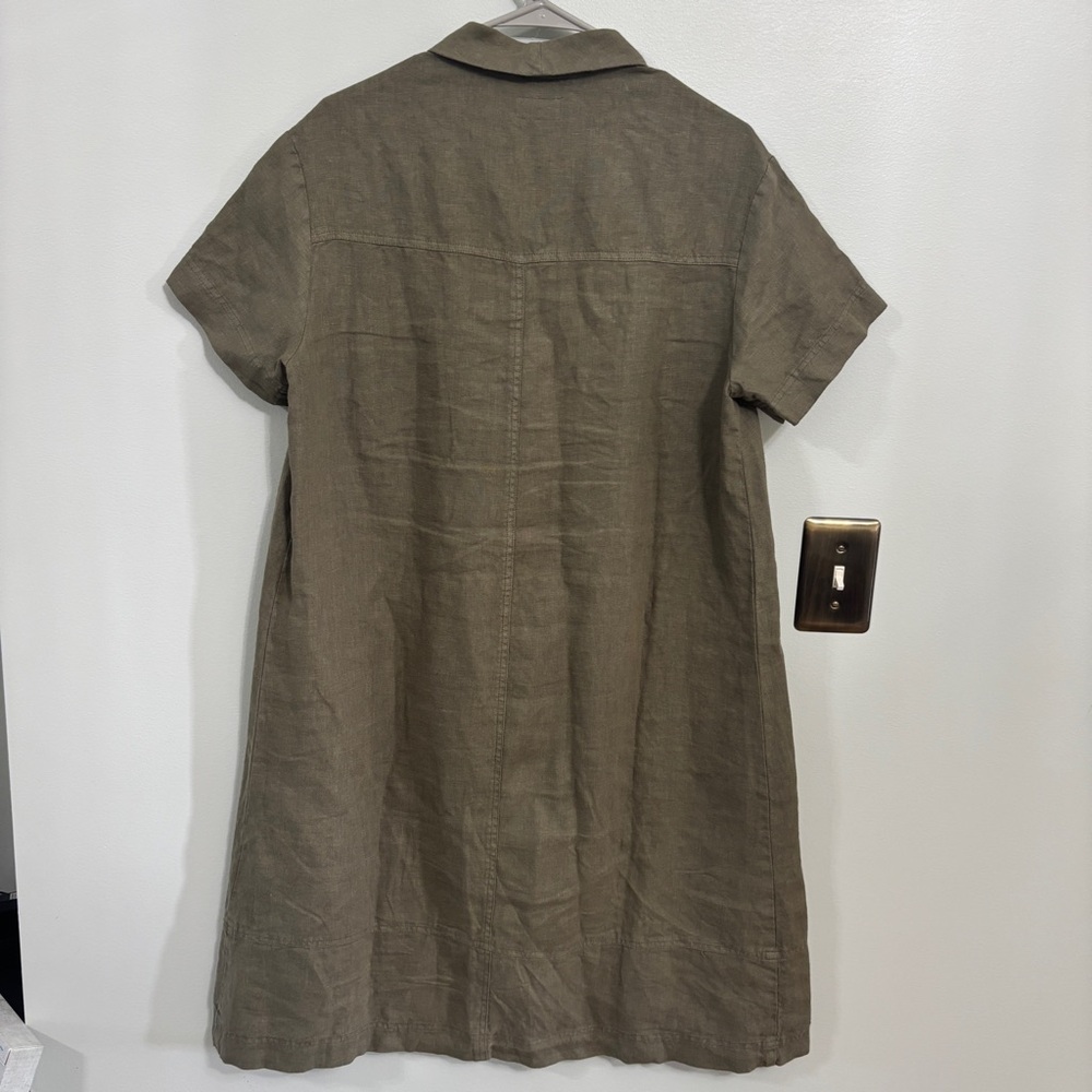 Poetry Olive Linen Notch-Neck Midi Dress - Picture 8 of 9